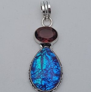 Sterling Silver Amethyst Dichroic Glass Pendant